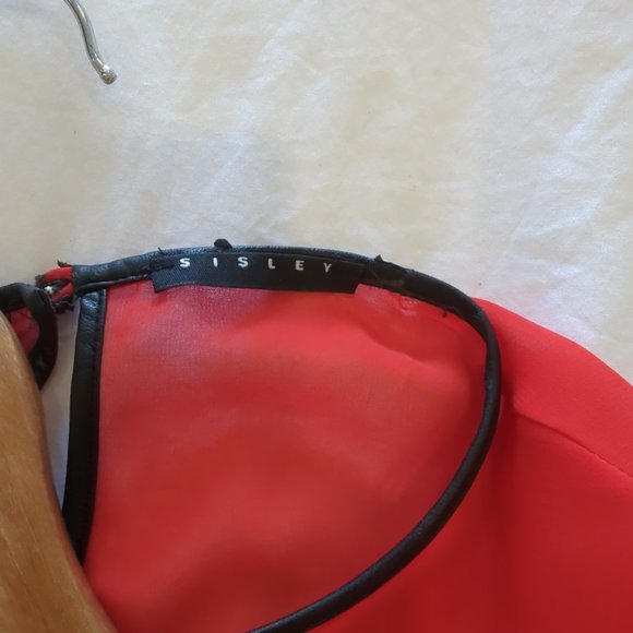 Sisley Red Sheer Mini Dress with Ruffles - Size M - Picture 3 of 5